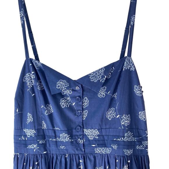 Band of Outsiders Blue Floral Print Long Tiered Maxi Dress size large UK 2 - Picture 2 of 9